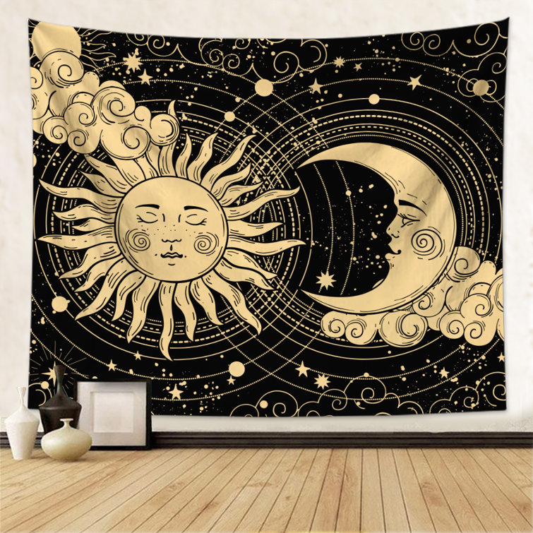 Black white and online gold tapestry